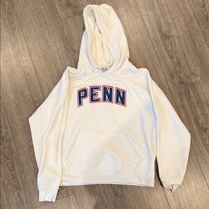 Pennsylvania University Champion White Hoodie with Sparkly Blue & Red Logo Tag